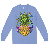 Colony Blue pineapple with headphone Long Sleeve Tee - BarkalooDesign