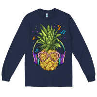 Navy pineapple with headphone Long Sleeve Tee - BarkalooDesign