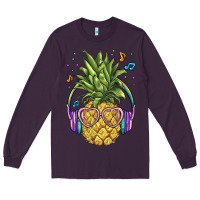 Plum pineapple with headphone Long Sleeve Tee - BarkalooDesign