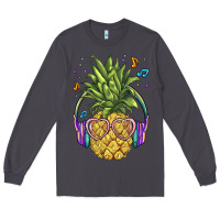 Smoke pineapple with headphone Long Sleeve Tee - BarkalooDesign