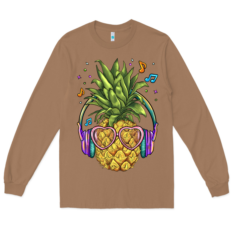 Pineapple With Headphone Long Sleeve Tee by BarkalooDesign | Teevron
