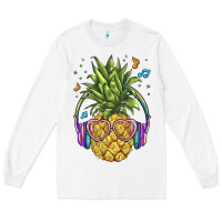 White pineapple with headphone Long Sleeve Tee - BarkalooDesign