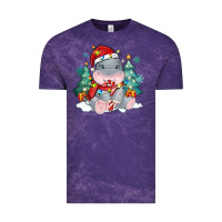 Cloud Purple cute christmas hippopotamus Vintage Tee - MaliasSmallBusiness