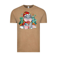 Vintage Coffee cute christmas hippopotamus Vintage Tee - MaliasSmallBusiness