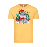 Vintage Mustard cute christmas hippopotamus Vintage Tee - MaliasSmallBusiness