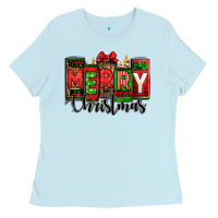 Baby Blue merry christmas license plate letters Ladies Tee - Jasminsmagicworld