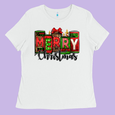 Merry Christmas License Plate Letters Ladies Tee Designed By Jasminsmagicworld