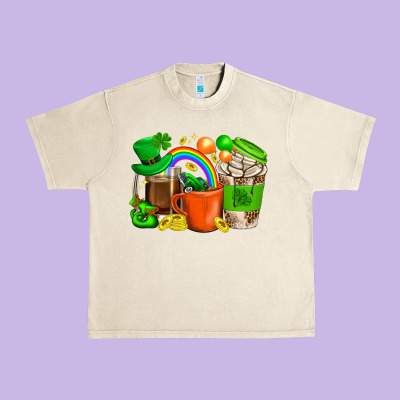 St. Patricks Day Coffee Cups Urban Heavy Tee Designed By Bundleandbundleshop