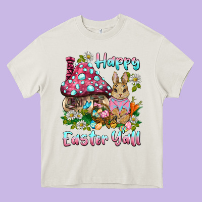 Happy Easter Y'all Rabbit Heavy Core Tee Designed By Barkaloodesign