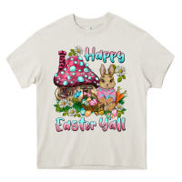Cream happy easter y'all rabbit Heavy Core Tee - BarkalooDesign