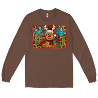 Chestnut western christmas reindeer with background Long Sleeve Tee - Jasminsmagicworld