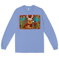 Colony Blue western christmas reindeer with background Long Sleeve Tee - Jasminsmagicworld
