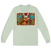 Matcha western christmas reindeer with background Long Sleeve Tee - Jasminsmagicworld