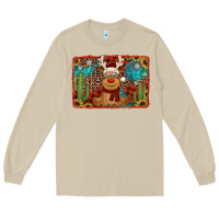 Mushroom western christmas reindeer with background Long Sleeve Tee - Jasminsmagicworld