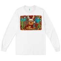 White western christmas reindeer with background Long Sleeve Tee - Jasminsmagicworld