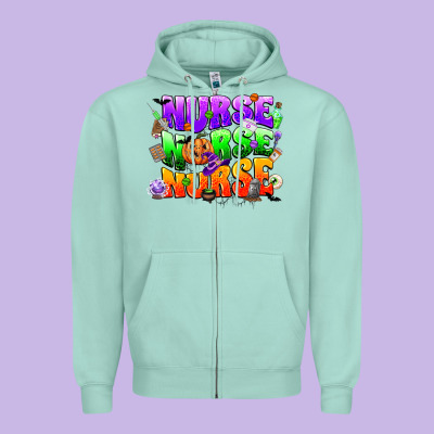Nurse Nurse Nurse Halloween Zipper Hoodie Designed By Cowgirlartshop