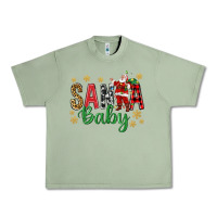 Oil Green Santa Baby With Santa Urban Heavy Tee - BundleAndBundleShop