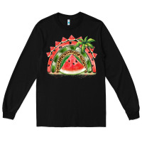 Black watermelon slice  rainbow Long Sleeve Tee - BarkalooDesign