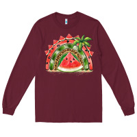 Burgundy watermelon slice  rainbow Long Sleeve Tee - BarkalooDesign