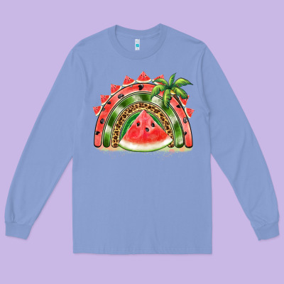Watermelon Slice  Rainbow Long Sleeve Tee Designed By Barkaloodesign