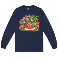 Navy watermelon slice  rainbow Long Sleeve Tee - BarkalooDesign
