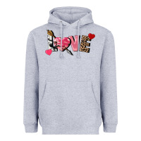 Heather Grey Love Valentine's Day Heavyweight Hoodie - FaDigitalArtStudio