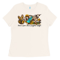 Bone peace love longhorn heifer Ladies Tee - LillyAllenDesigns