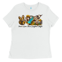 White peace love longhorn heifer Ladies Tee - LillyAllenDesigns
