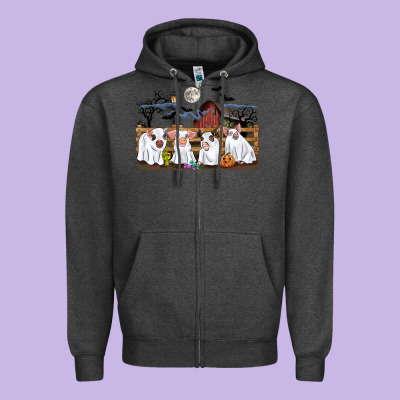 Halloween Pigs Zipper Hoodie Designed By Cowgirlartshop