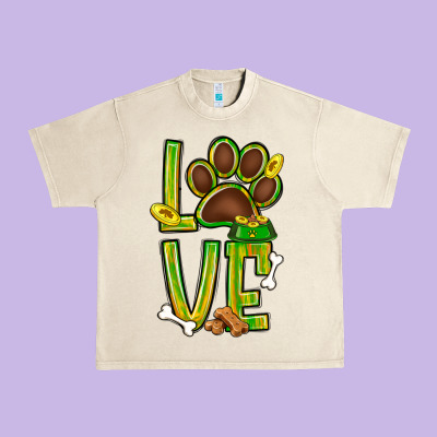 Tie Dye St. Patrick's Day Love Dog Paw Urban Heavy Tee Designed By Bundleandbundleshop