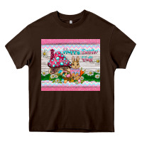 Chocolate Brown happy easter y'all  rabbit Heavy Core Tee - BarkalooDesign
