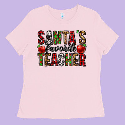 Santa's Favorite Teacher Ladies Tee Designed By Jasminsmagicworld