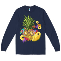 Navy pineapple enjoying Long Sleeve Tee - BarkalooDesign