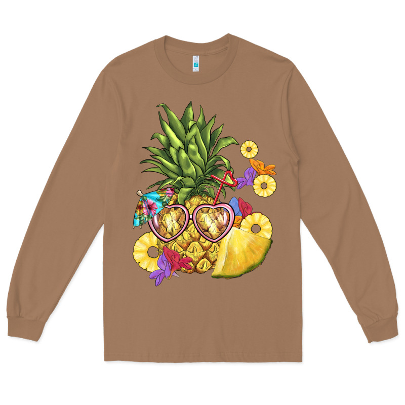 Pineapple Enjoying Long Sleeve Tee by BarkalooDesign | Teevron