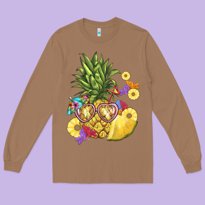 Pineapple Enjoying Long Sleeve Tee Designed By Barkaloodesign
