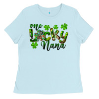 Baby Blue St. Patrick's Day One Lucky Nana Ladies Tee - RanaPortraitStore