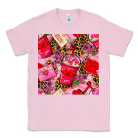 Bubblegum Pink valentines day coffee cups and love letter with xoxo and leopard seaml Classic Tee - BundleAndBundleShop