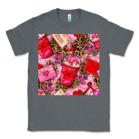 Charcoal Heather valentines day coffee cups and love letter with xoxo and leopard seaml Classic Tee - BundleAndBundleShop