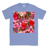 Colony Blue valentines day coffee cups and love letter with xoxo and leopard seaml Classic Tee - BundleAndBundleShop