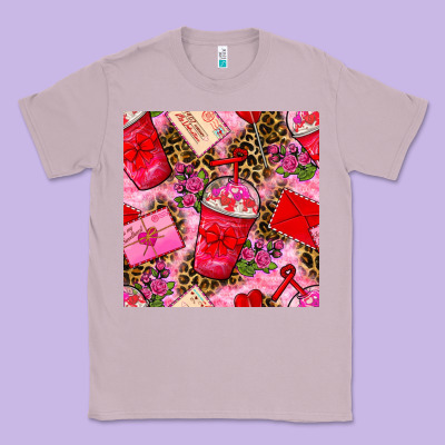 Valentines Day Coffee Cups And Love Letter With Xoxo And Leopard Seaml Classic Tee Designed By Bundleandbundleshop