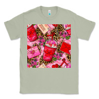 Matcha valentines day coffee cups and love letter with xoxo and leopard seaml Classic Tee - BundleAndBundleShop