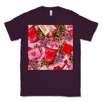 Plum valentines day coffee cups and love letter with xoxo and leopard seaml Classic Tee - BundleAndBundleShop