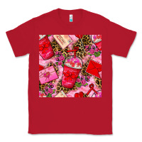 Red valentines day coffee cups and love letter with xoxo and leopard seaml Classic Tee - BundleAndBundleShop