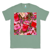 Sage valentines day coffee cups and love letter with xoxo and leopard seaml Classic Tee - BundleAndBundleShop