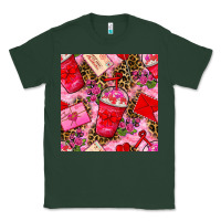 Sports Green valentines day coffee cups and love letter with xoxo and leopard seaml Classic Tee - BundleAndBundleShop
