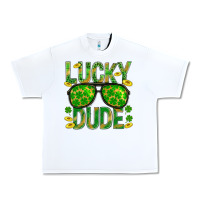 White Lucky Dude St Patricks Urban Heavy Tee - BundleAndBundleShop