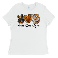 White Peace Love Tigers Ladies Tee - LillyAllenDesigns