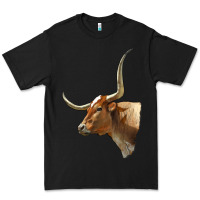 Black Texas Longhorn Cow Face Premium Tee - LillyAllenDesigns