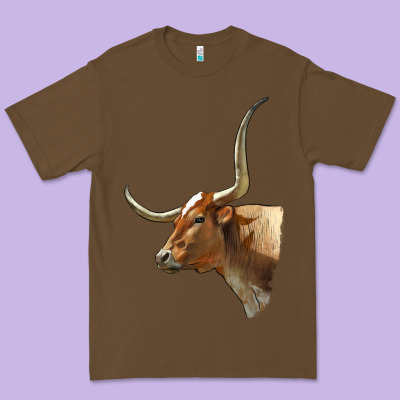 Texas Longhorn Cow Face Premium Tee Designed By Lillyallendesigns