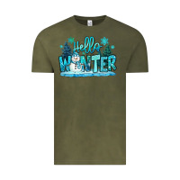 Vintage Olive hello winter snowman Vintage Tee - MaliasSmallBusiness